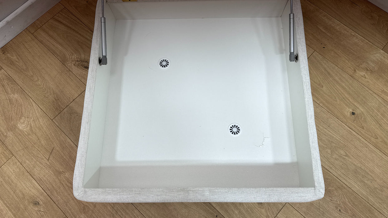 Sofology Hackney Fabric Storage Memory Foam Footstool in Linen Look Chenille Mist