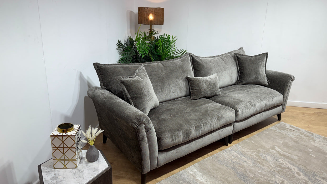 Sofology Beaumont Fabric 4 Seater Split Feather Flex Seats in Luxury Chenille Truffle