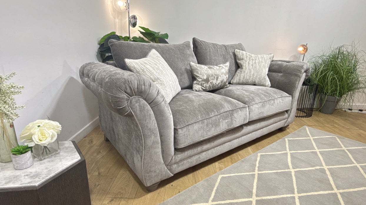 Sofology Highgrove Fabric 3 Seater Full Back Extra Flex Seats in Luxury Deep Pile Chenille Grey Mix