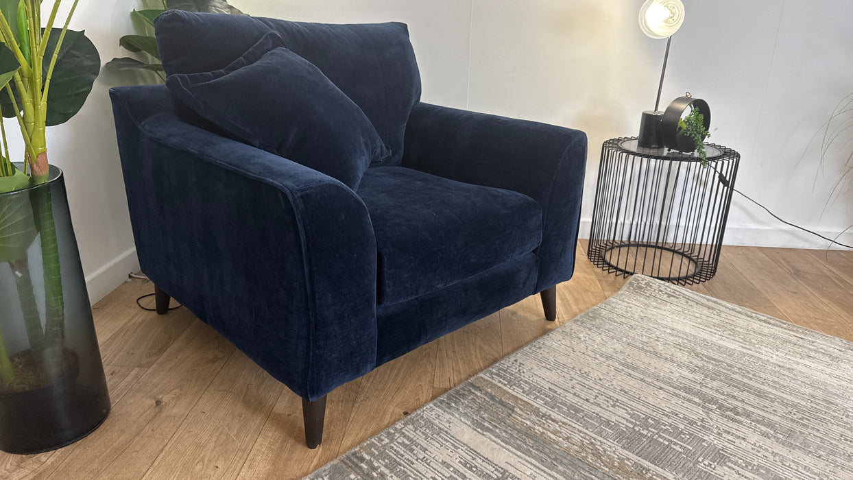 Sofology Mayfair Fabric  Chair in Soft Chenille Navy All Over