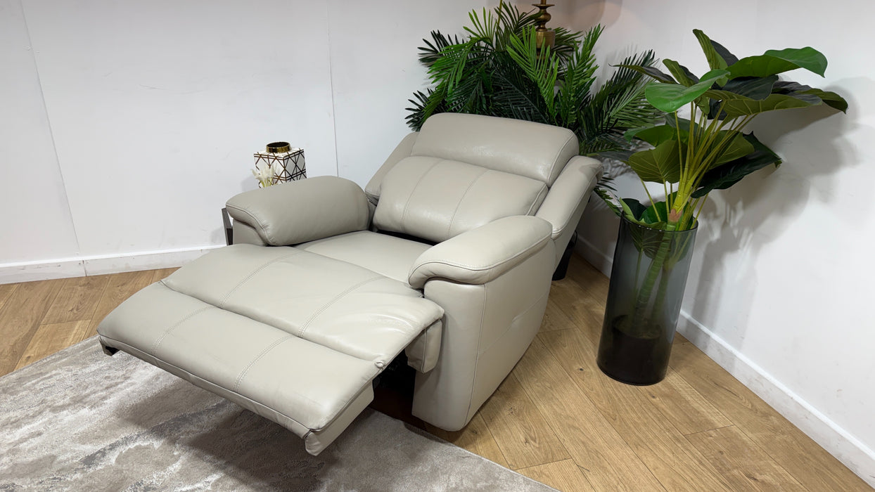 Sofology Gracie Leather Chair Power Recliner/Headrest Massage in Trusty Sheen Lead Grey