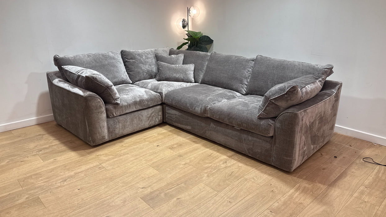 Sofology Georgio Fabric 1 Corner 3 Feather Flex Seats in Luxe Chenille Pewter