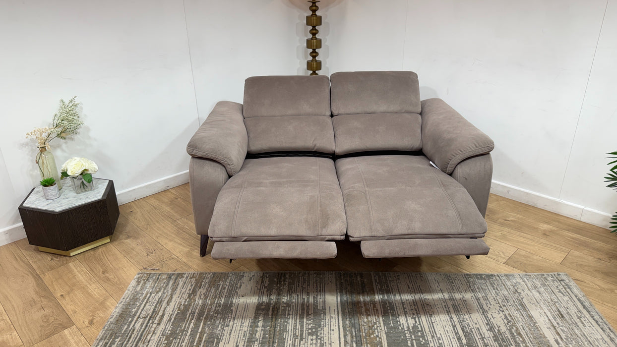 Sofology Bailey Fabric 2 Seater Power Recliner/Headrest in Lifestyle Flecked Nutmeg