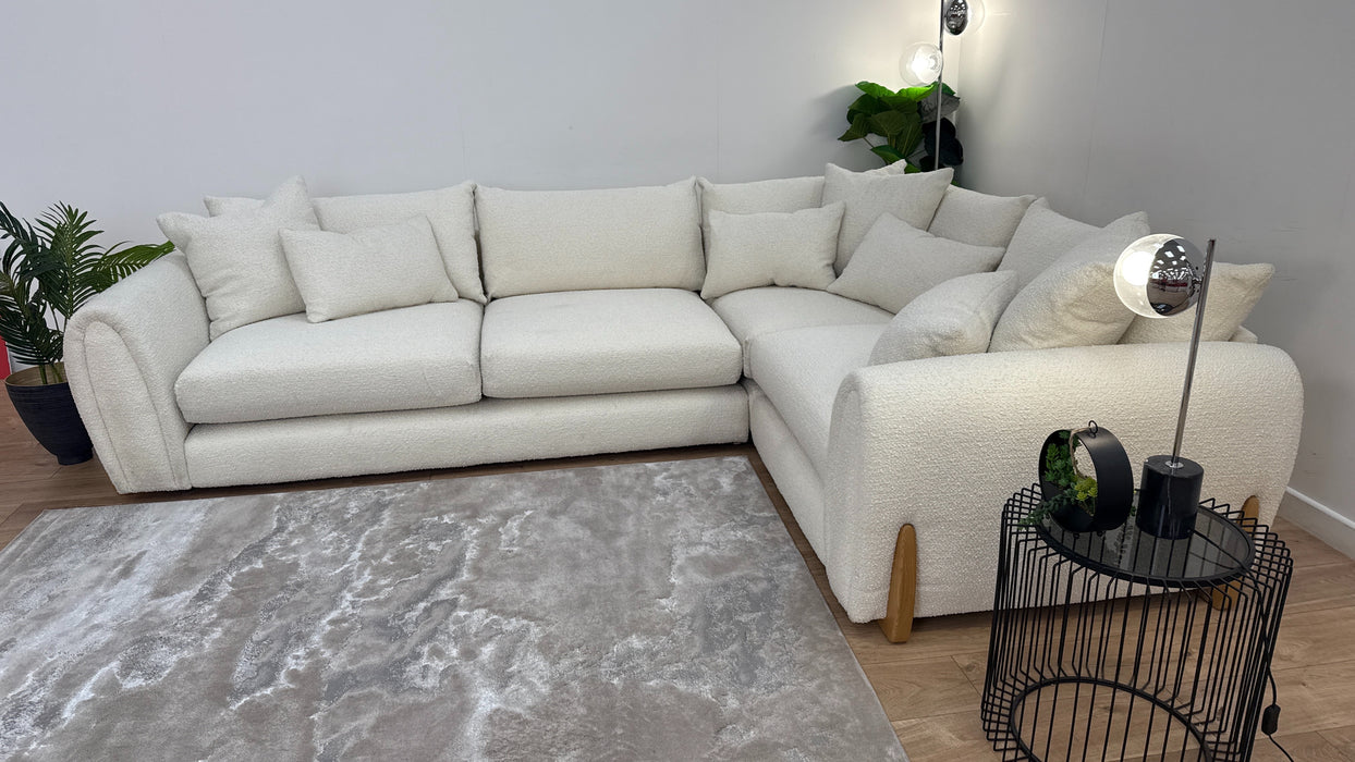 Sofology Marble Arch 3 Corner 1 Fabric Sofa in Cologne Wood Trim