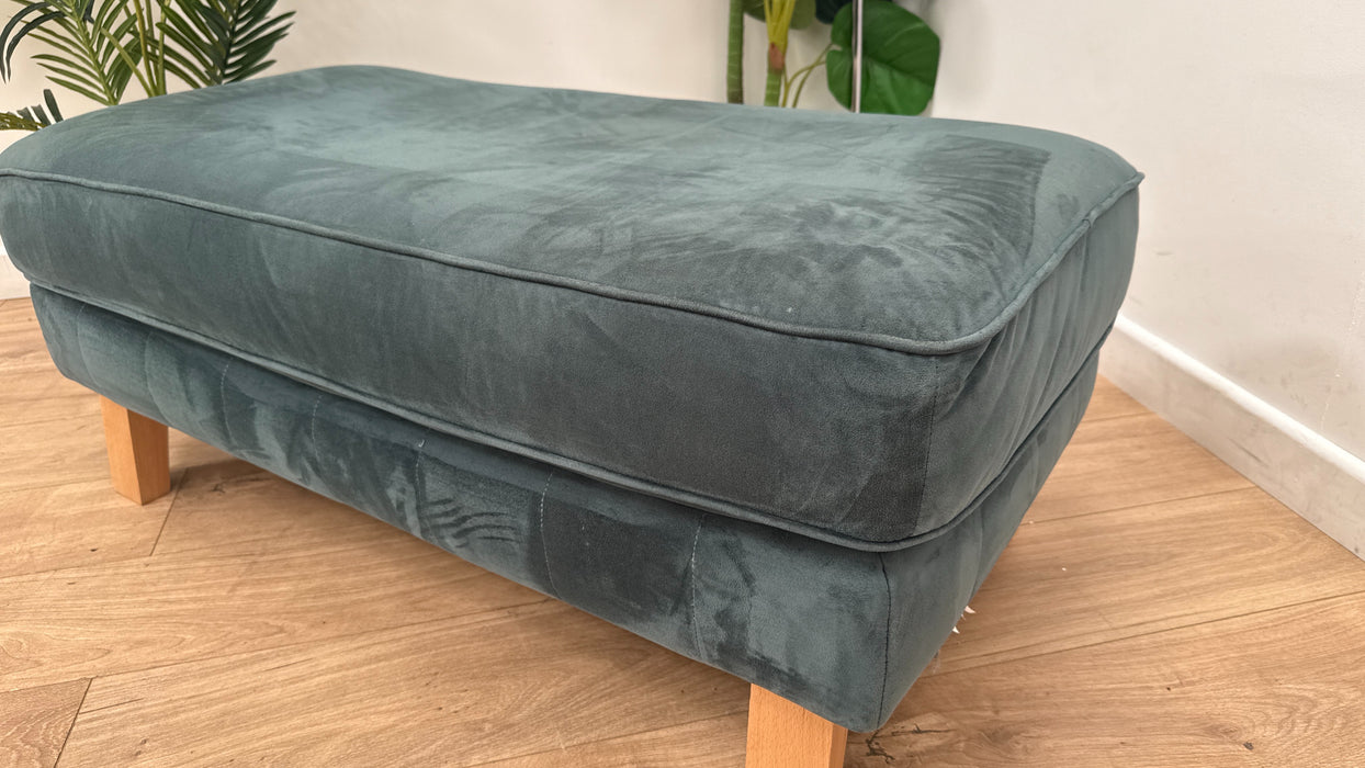 Sofology Fluted Isla Designer Fabric Footstool  in Azure All Over