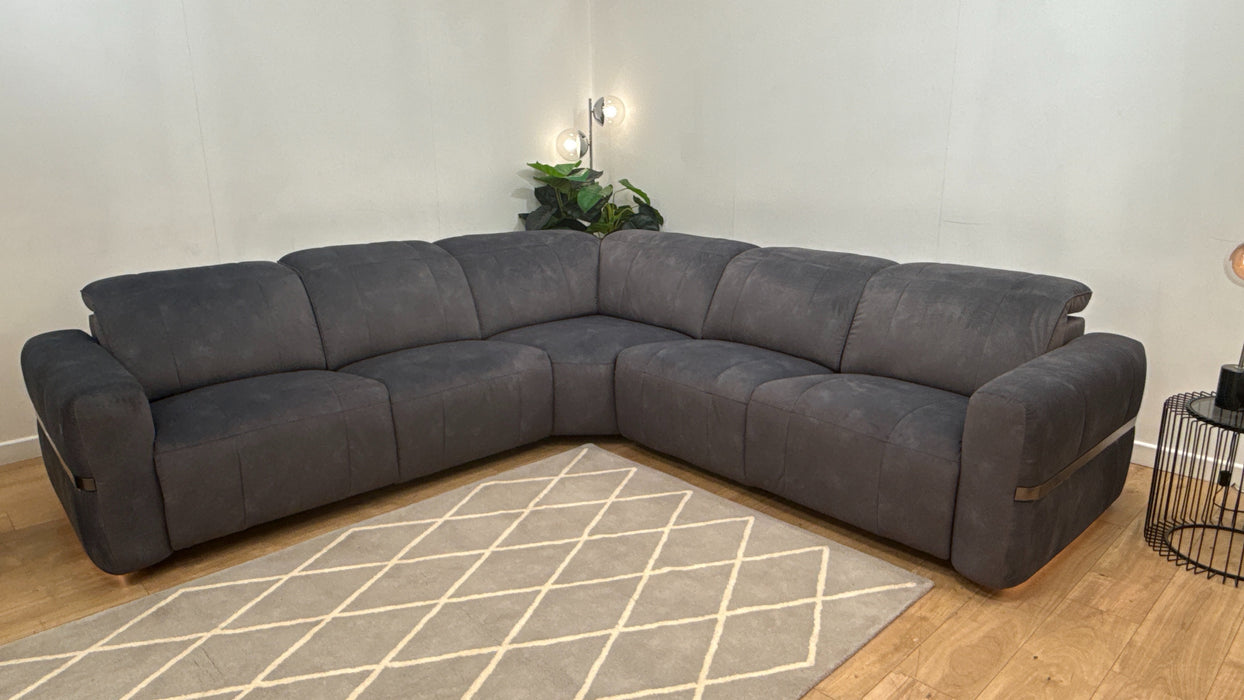 Sofology Lumiere Fabric 3 Corner 3 Power Recliner/Headrest Heated Seats in Lifestyle Flecked Charcoal