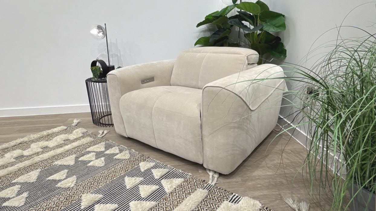 Sofology Riviera Loveseat Power Recliner Fabric Chair in Chenille Cotton