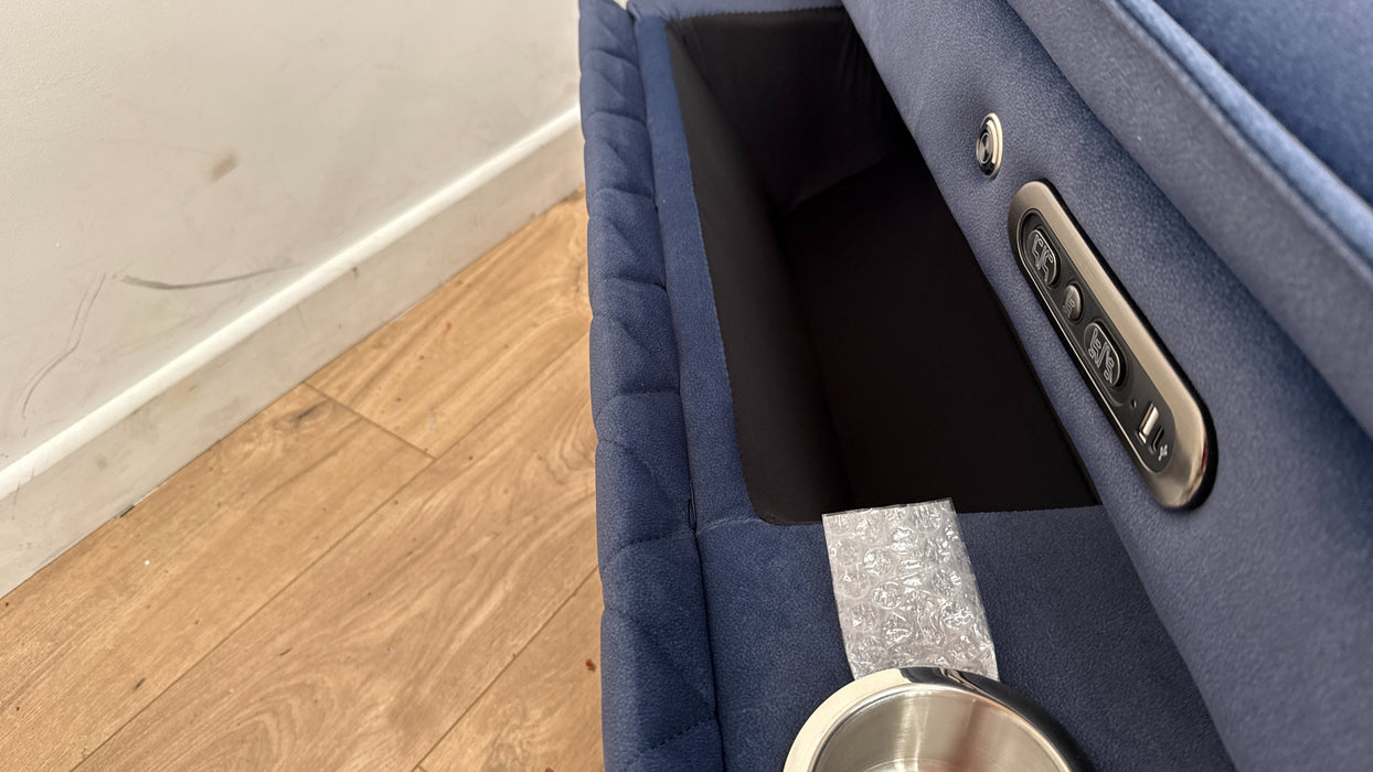 Sofology Benz Fabric 2 Seater Power Headrest/Recliner Heated Seat in Lifestyle Flecked Navy