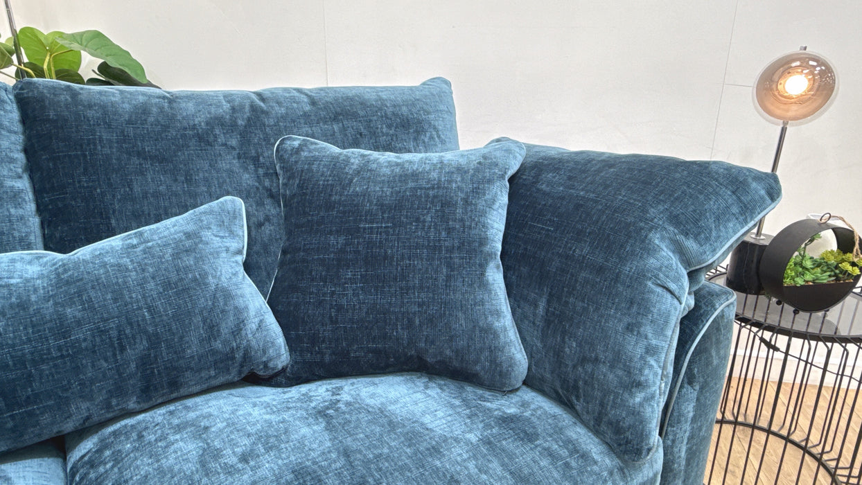 Sofology Georgio Fabric 3 Seater Sofa Bed Feather Flex Interior in Luxe Chenille Teal Mix