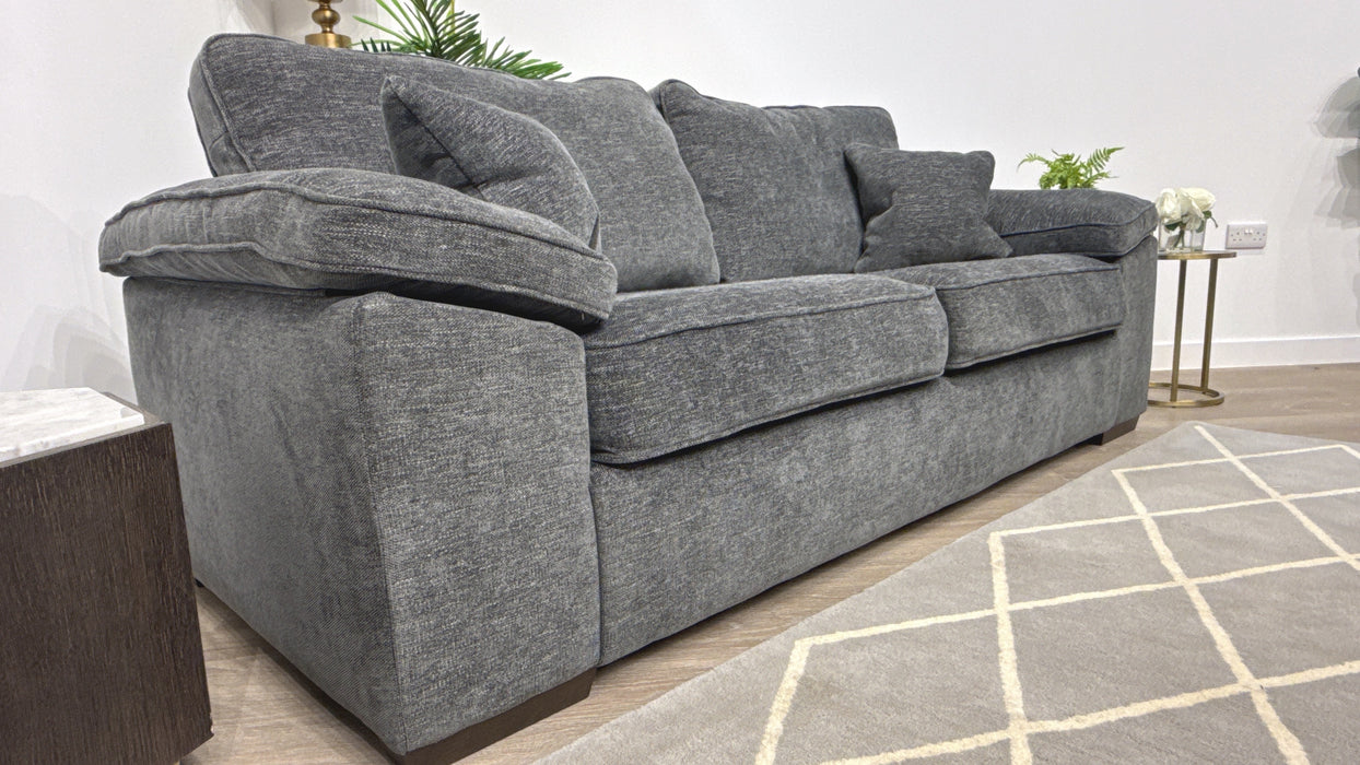 Sofology Brixton Fabric 3 Seater in Linen Look Chenille Charcoal