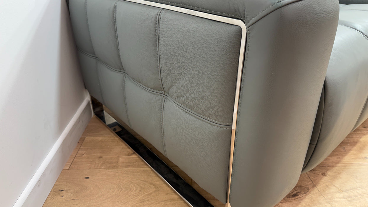 Sofology Marvella Leather 3 Seater Cinema Console Power Recliner/Headrest x 2 in Trusty Sheen Granite Teal