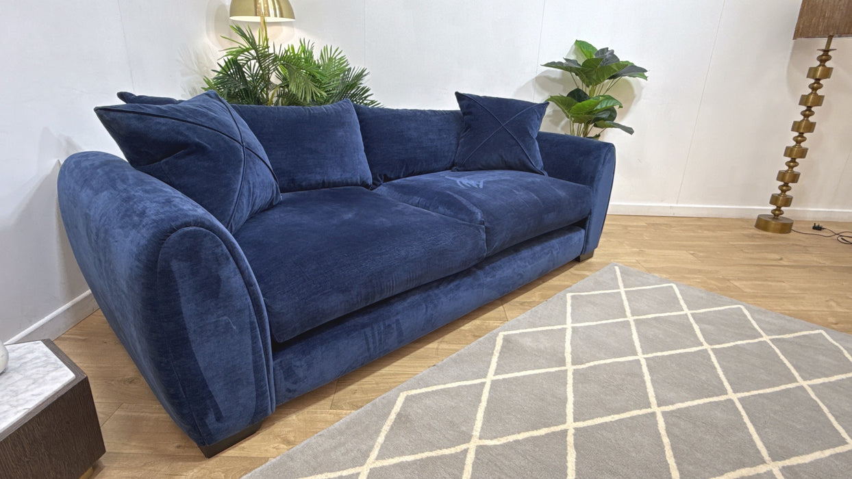 Sofology Hourglass Fabric 3 Seater in Vintage Velvet Navy/Graphite Mix
