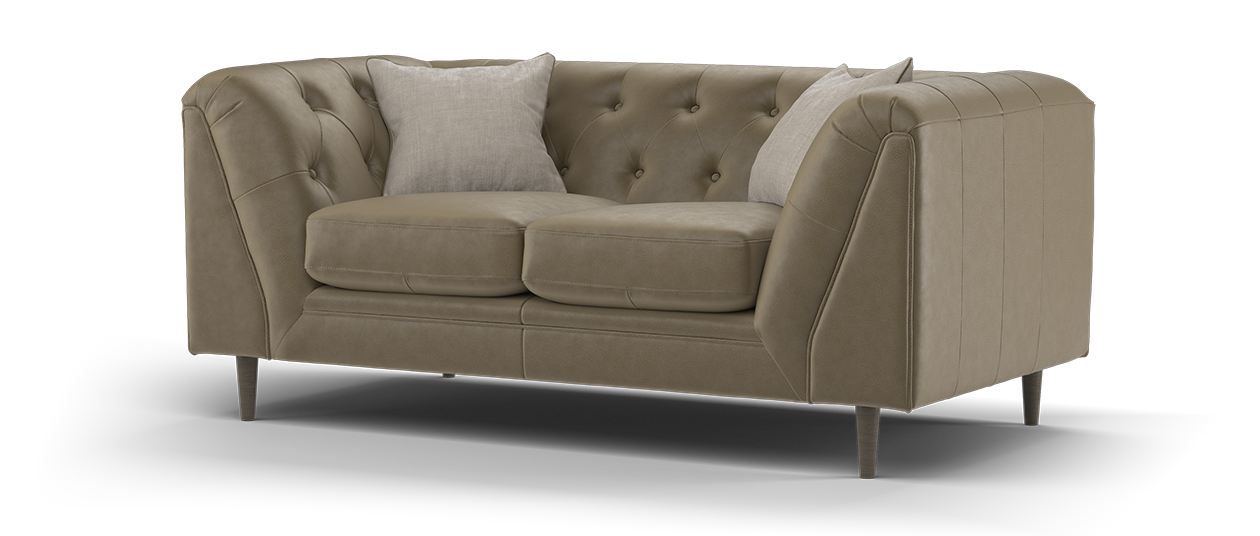 Sofology Bridgerton Leather 2 Seater in Relaxed Natural Grain Taupe Mix