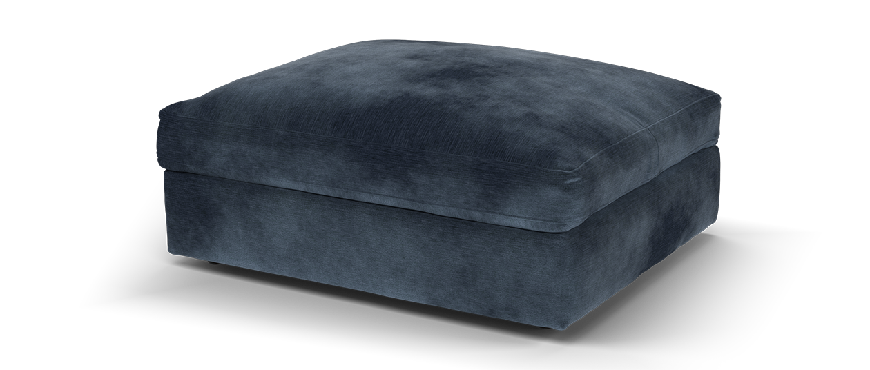 Sofology Bellagio Fabric Footstool in  Luxury Deep Pile Chenille Denim All Over