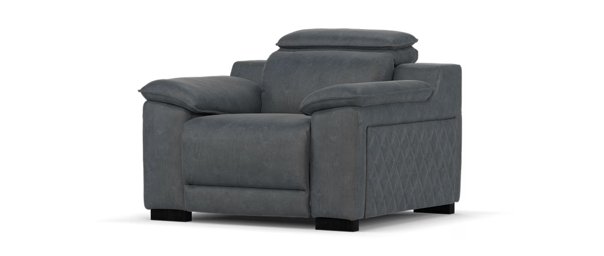 Sofology Benz Fabric Chair Power Recliner/Headrest in Lifestyle Flecked Charcoal