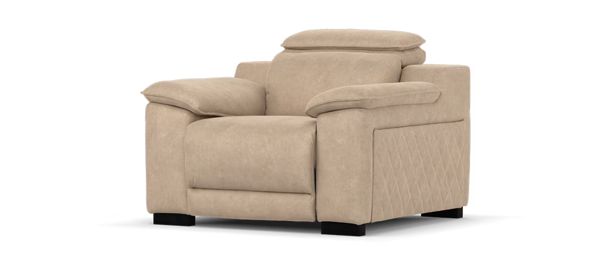 Sofology Benz Fabric Chair Power Recliner/Headrest in Lifestyle Flecked Sand