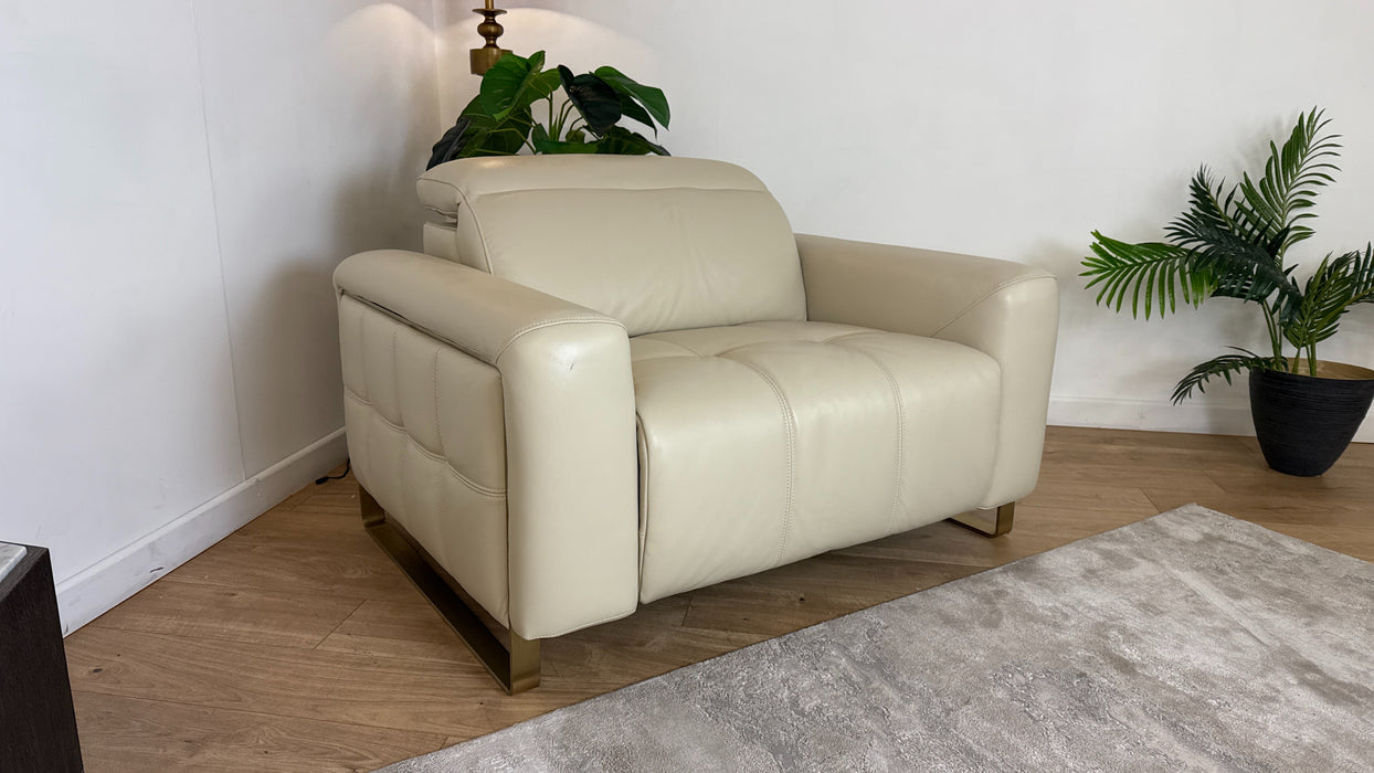 Sofology Marvella Leather Loveseat in Trusty Sheen Bone China