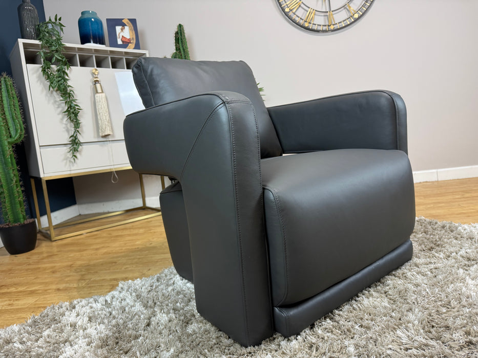 Flex Leather Accent Swivel Chair - Trusty Matt Leather Charcoal (WA2)