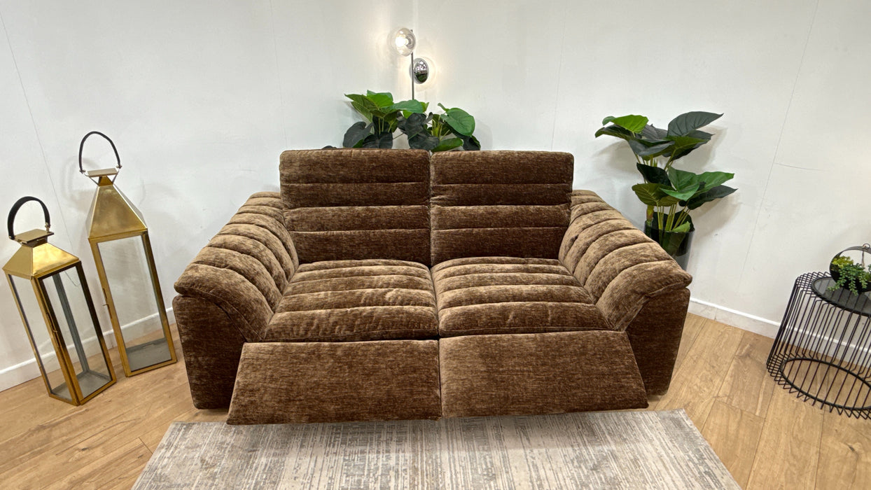 Sofology Olson 2 Seater Power Recliner/Headrest in Fabric in luxury Chenille Bark