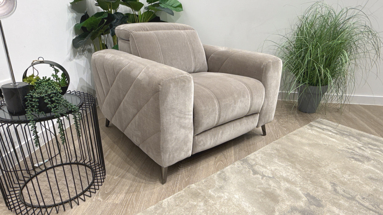 Sofology Allure Fabric Chair Power Recliner/Headrest in Relaxed Chenille Nutmeg