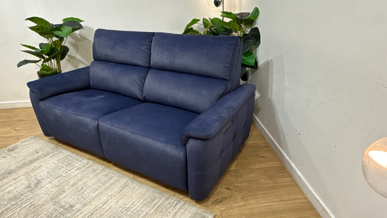 Sofology Ripley Fabric 2.5 Seater Power Recliner/Headrest Lumbar Support in Lifestyle Flecked Navy