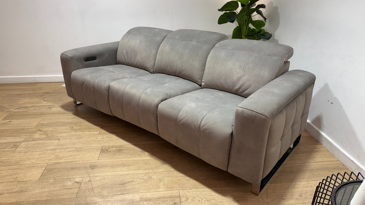 Sofology Marvella Fabric 3 Seater Power Recliner/Headrest in Lifestyle Flecked Stone