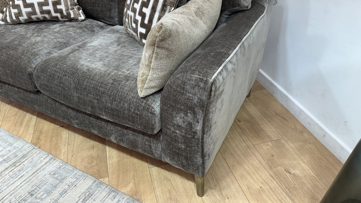 Sofology Mayfair Fabric 2 Seater Foam Seats in Luxury Chenille Truffle/Gold Mix