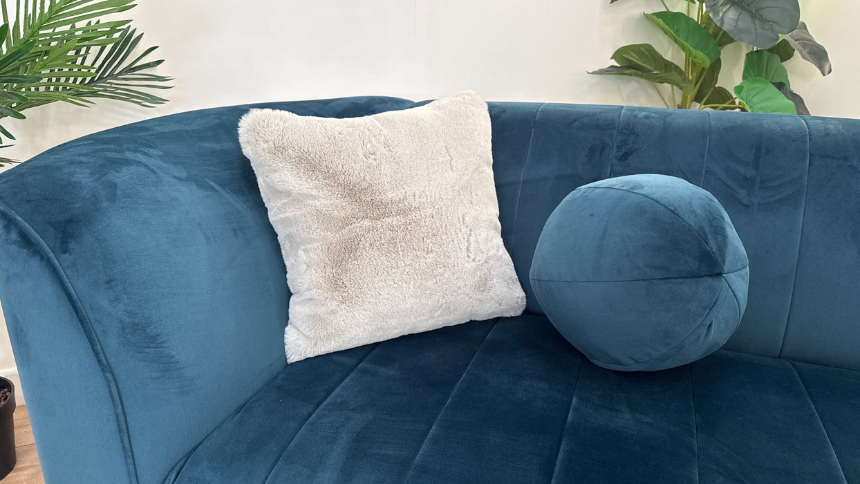 Sofology The Fitzrovia Fabric 2 Seater in Matt Velvet Navy With Dark Wood Trim