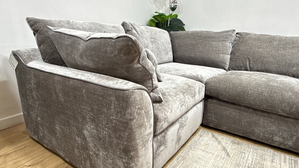 Sofology Georgio Fabric 1 Corner 3 Feather Flex Seats in Luxe Chenille Pewter Mix