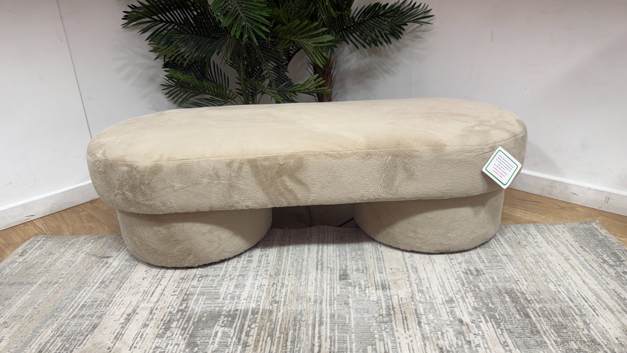 Sofology Sample Designer Footstool in Sample Soft Short Pile Faux Fur Natural Mix