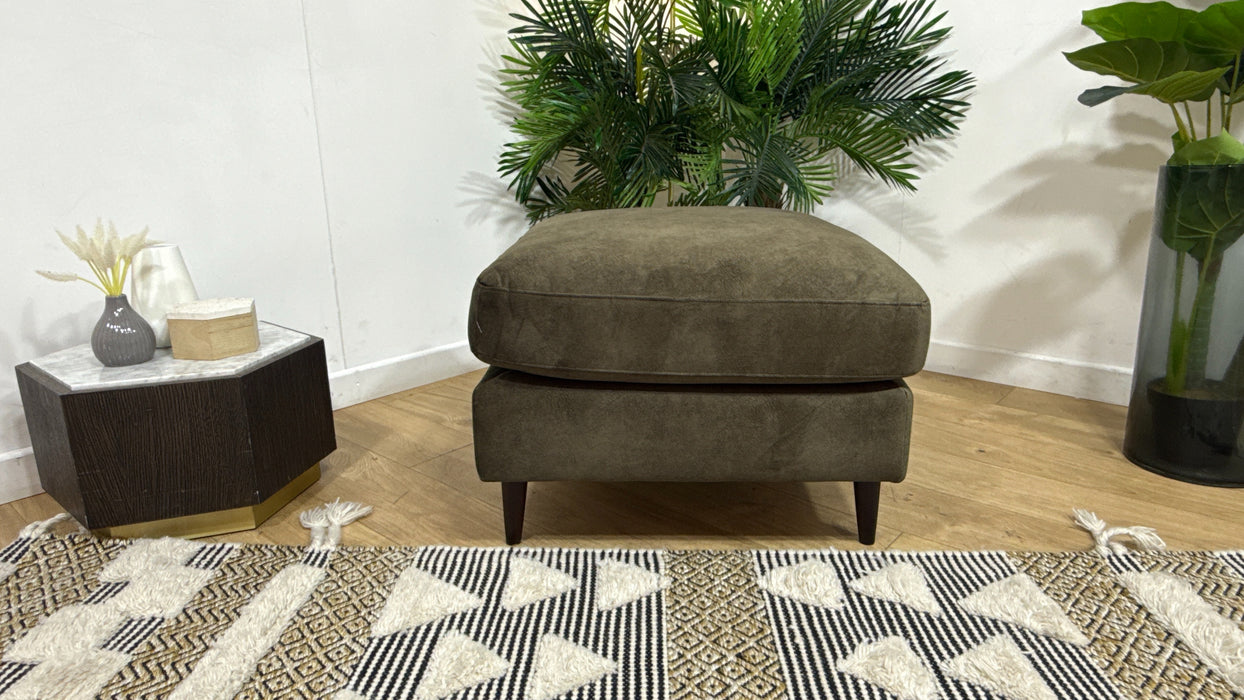 Sofology Hackney Fabric Memory Foam Footstool in Lifestyle Dapple Olive Green