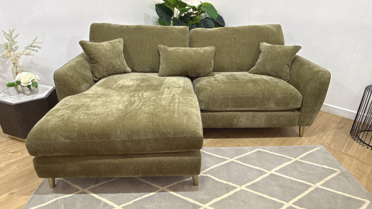Sofology Hackney Fabric Chaise 4 Seater Sprung Seats in Lifestyle Plush Chenille Olive