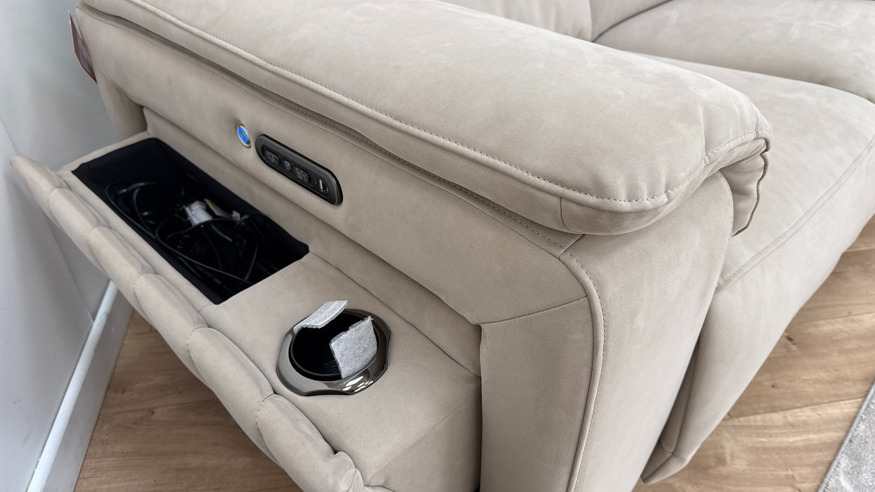 Sofology The Fratelli Fabric 2 Seater Power Recliner/Headrest in Lifestyle Nubuck Feel Stone