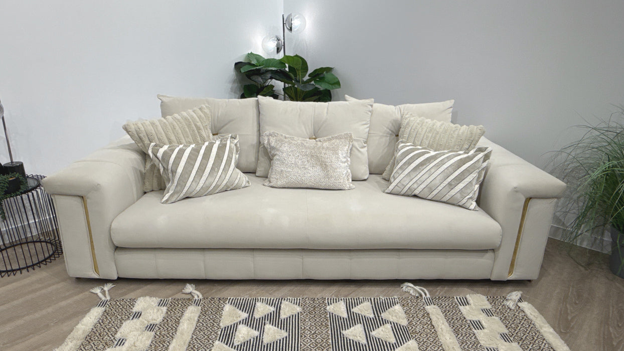 Sofology Oscar 4 Seater Fabric Sofa in Super Matt Velvet Ecru