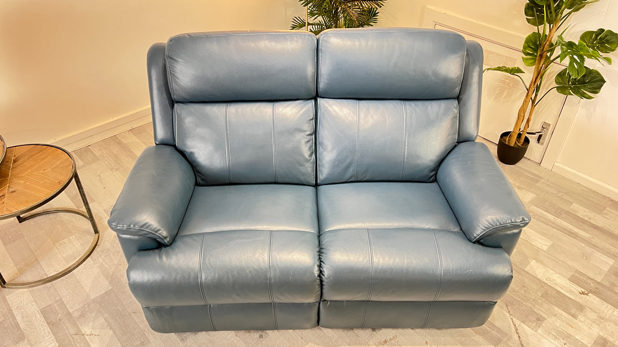 Gracie 2 Seat - Manual Recliner - Leather Sofa -  Ocean