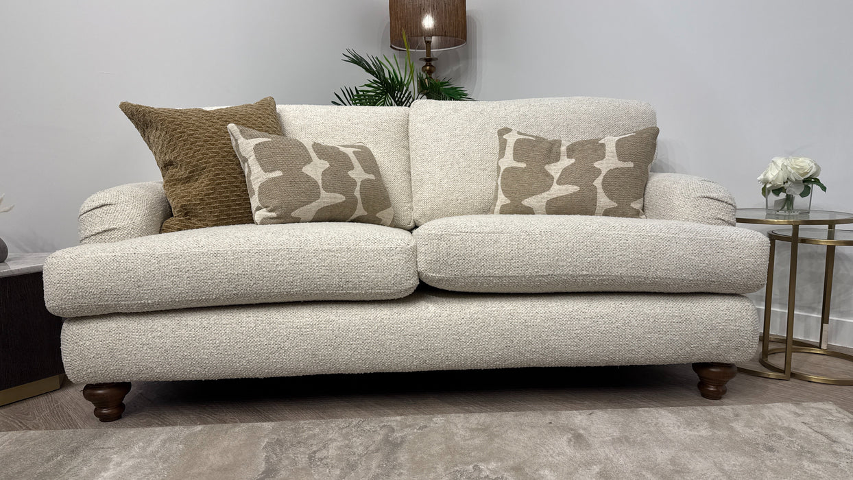 Sofology Hampton Fabric 2 Seater in Chunky Knit Chenille Natural/Burnt Sienna Mix