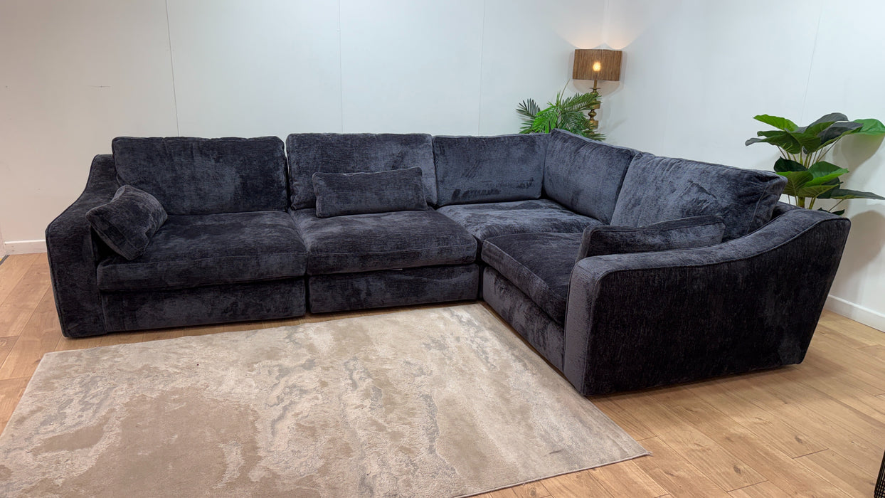 Sofology Bellagio Fabric 1 Corner 3 Reversible Feather Flex Interior in Chunky Luxe Chenille Ink Mix