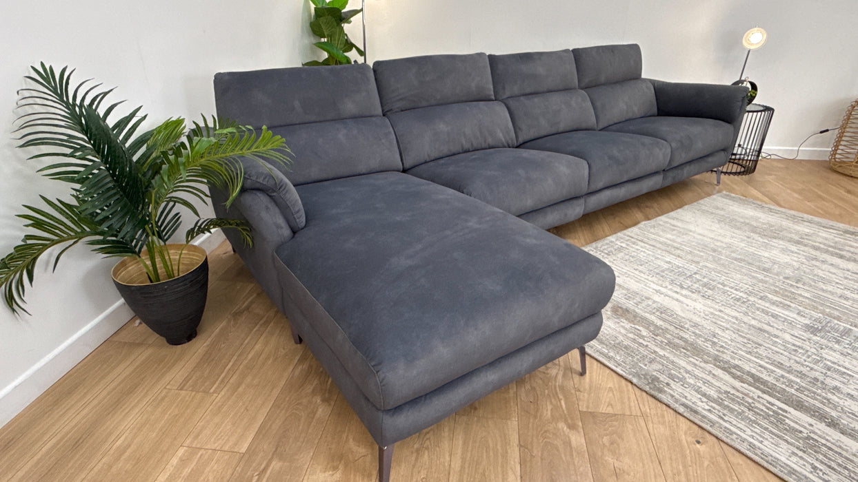 Sofology The Missouri 4 Seater Recliner Chaise in Lifestyle Flecked Fabric Charcoal