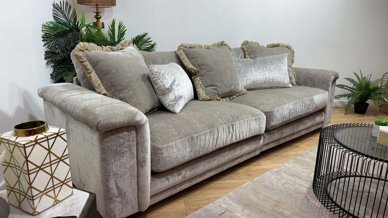 Sofology Regency Fabric 4 Seater Split Foam Seats in Luxe Chenille Stone Mix