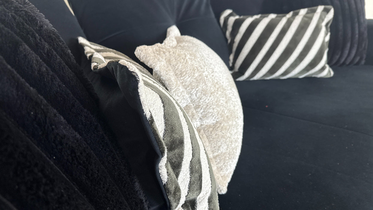 Sofology The Oscar 4 Seater Split Fabric Sofa in Super Matt Velvet Black Mix