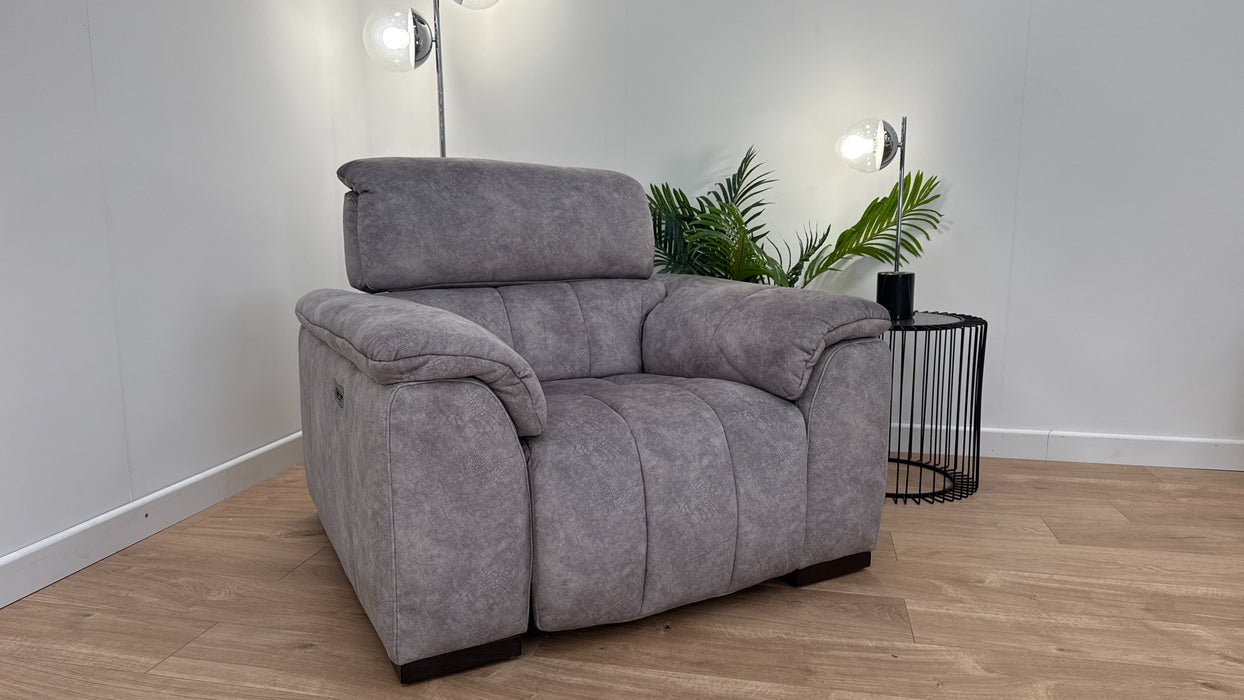 Montebello 1 Seater - Fabric Power Reclining Chair - Grey