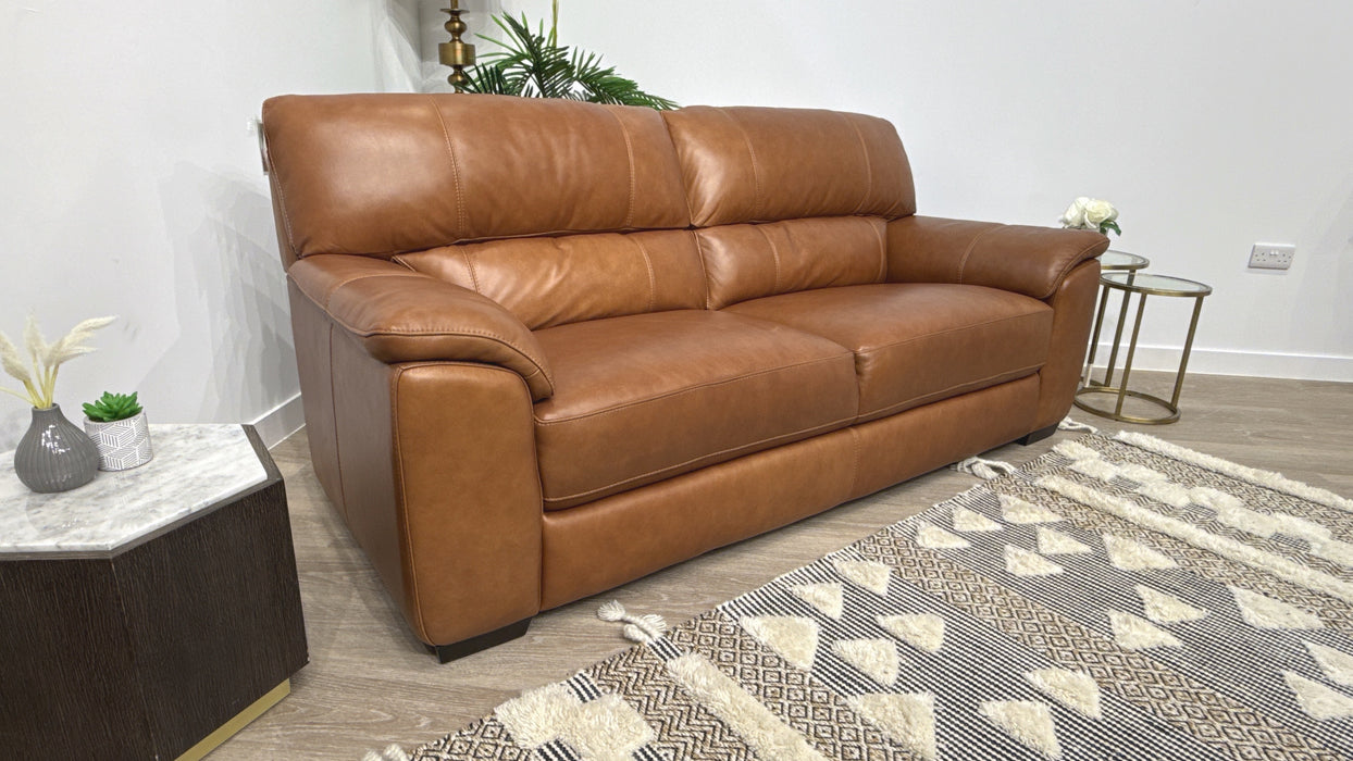 Sofology Santina Leather 3 Seater in Relaxed Soft Tan