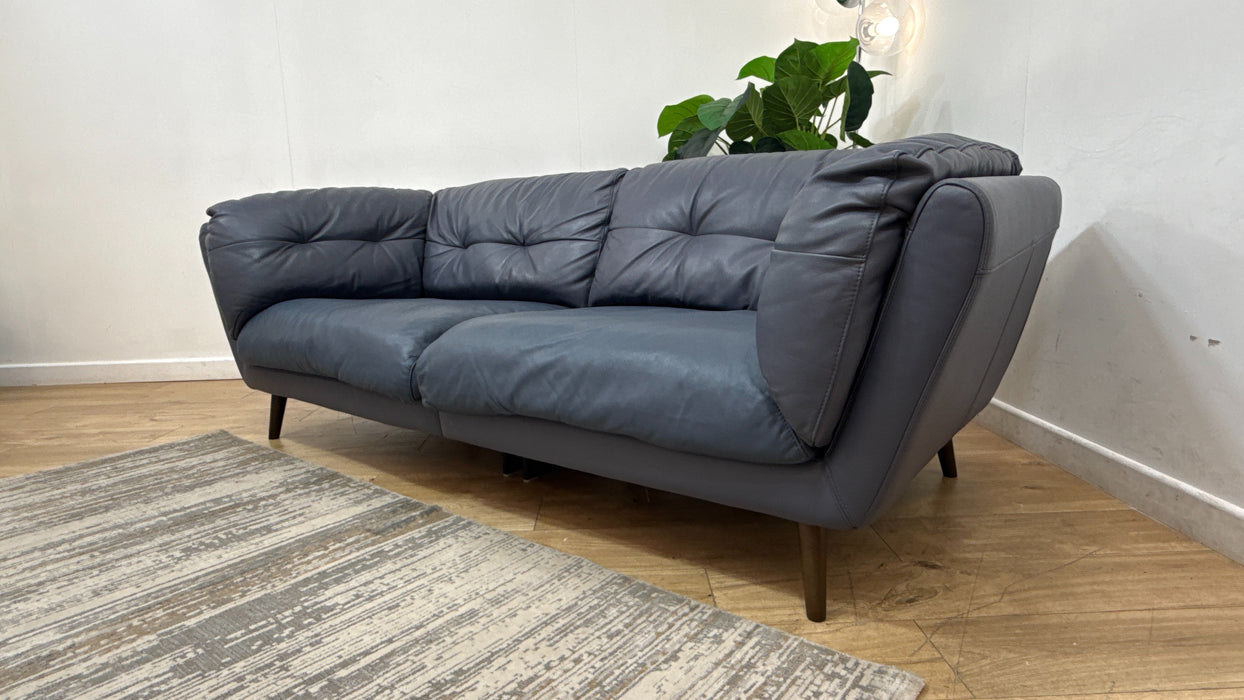 Sofology Hygge Leather 4 Seater Split in Trusty Matt Steel Blue