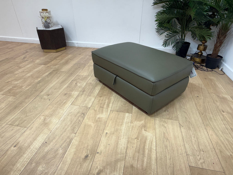 Sofology Palazzo Leather Large Storage Footstool in Trusty Matt Olive