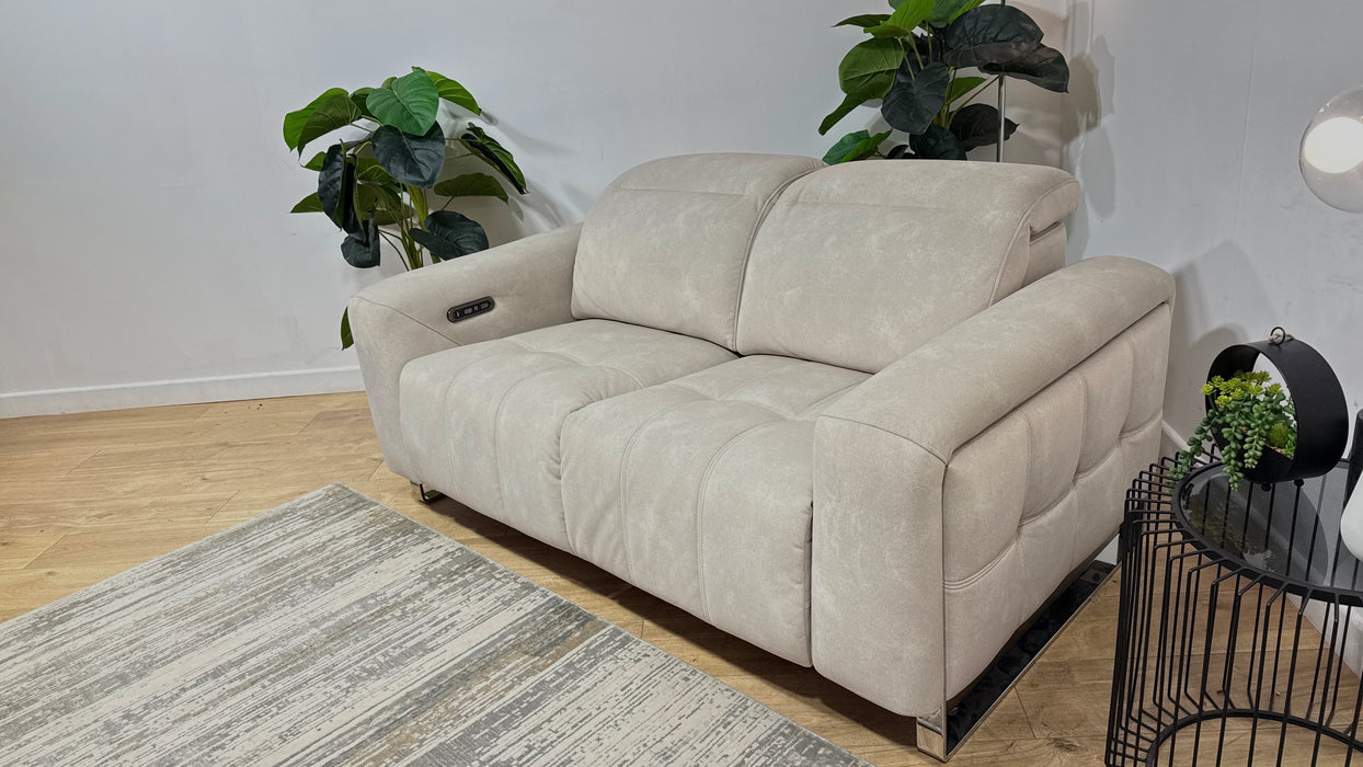 Sofology Marvella Fabric 2 Seater Power Recliner/Headrest in Lifestyle Flecked Ivory