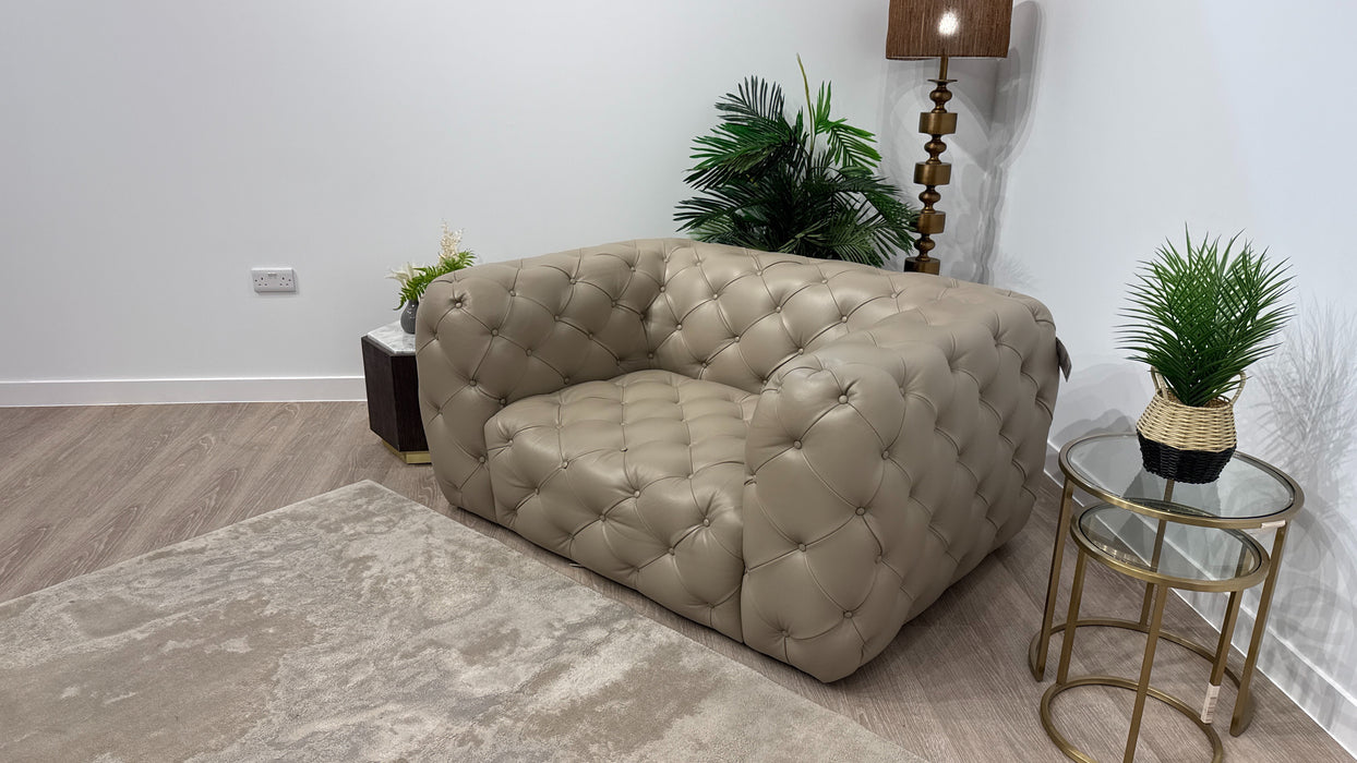 Sofology Venezia Leather Loveseat in Trusty Embossed Stone
