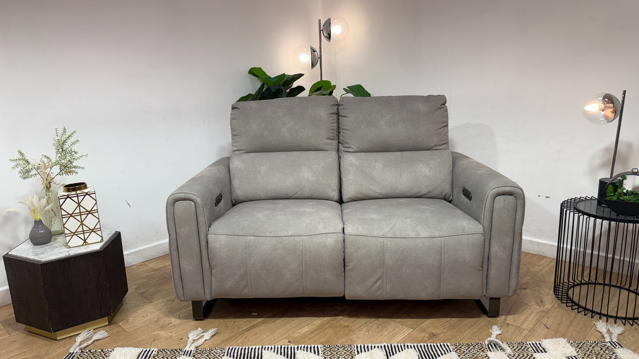Sofology Ravello Fabric 2 Seater Power Recliner in Lifestyle Flecked Stone