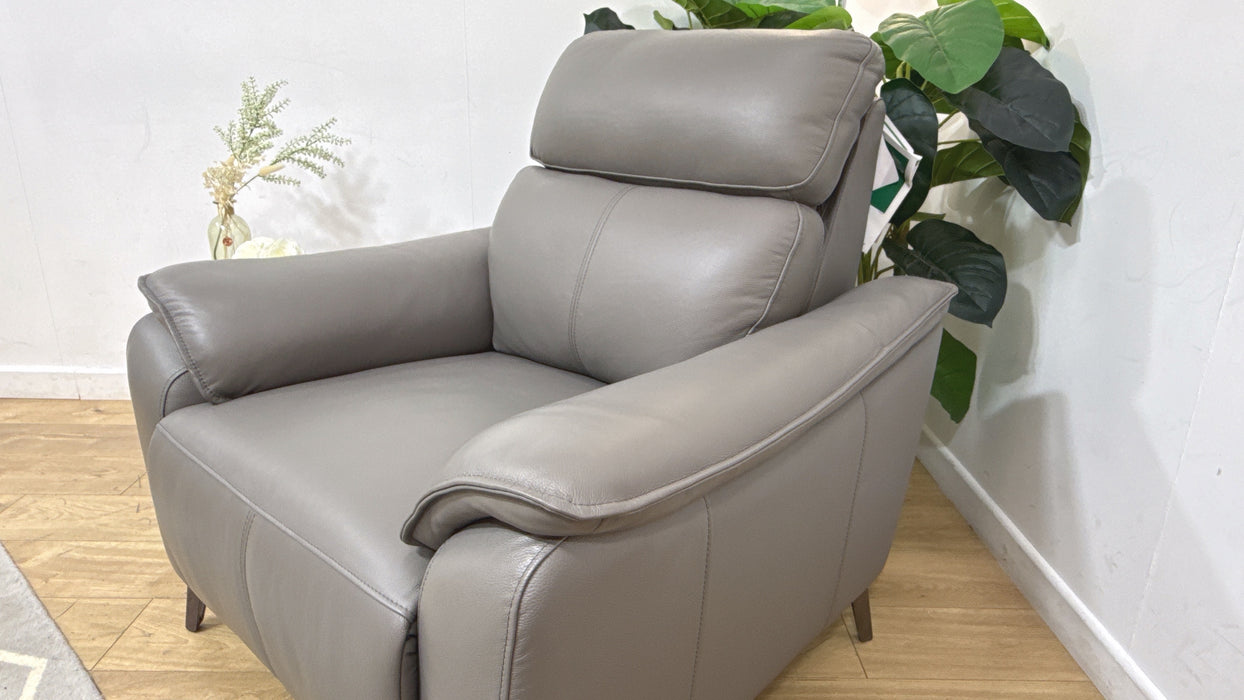 Sofology Arlo Leather Chair Power Recliner/Headrest in Trusty Embossed Elephant