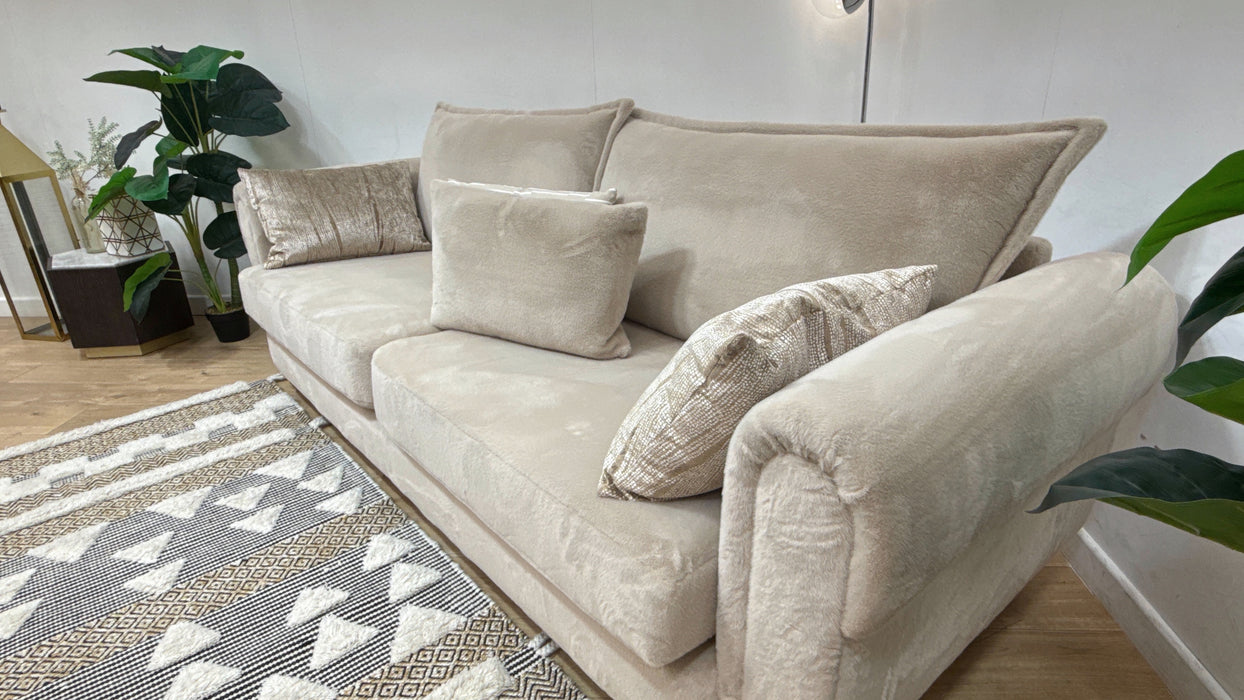 Sofology Chamonix 4 Seater Split in Soft Short Pile Faux Fur Natural Mix