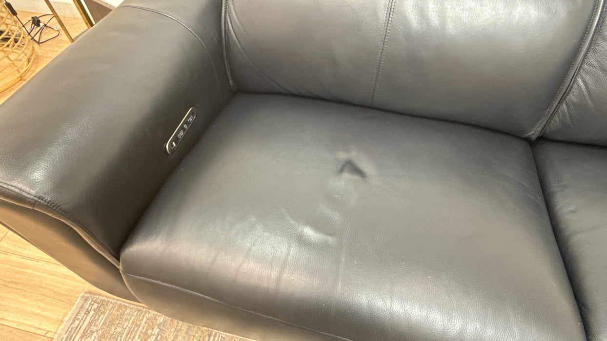Sofology Premiere Leather 3 Corner 1.5 Power Recliner/Headrest in Trusty Embossed Jet Black